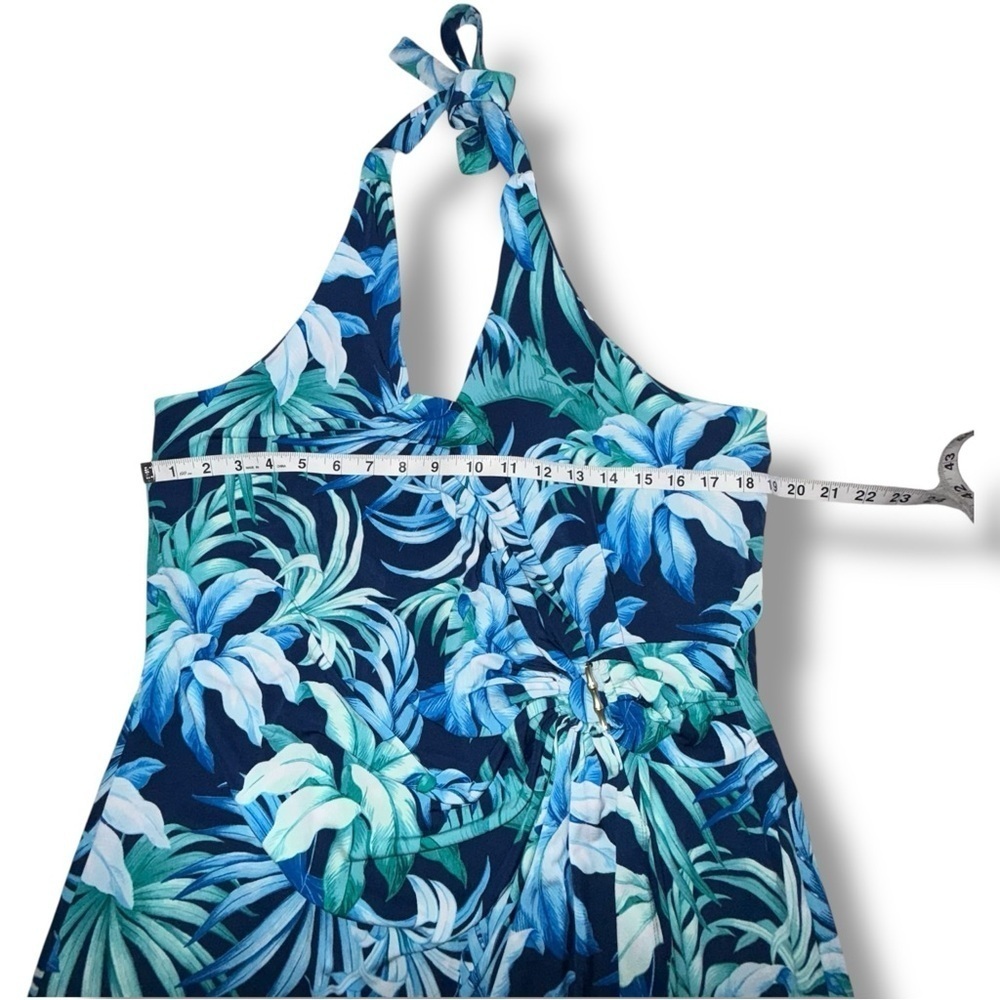 TOMMY BAHAMA Clara Legendary Leaves Faux-Wrap Halter Dress - XL Island Navy - Picture 7 of 14